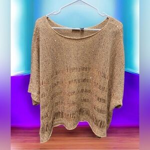 Allen B. By Allen Schwartz Tan Fringe Sweater blouse XL